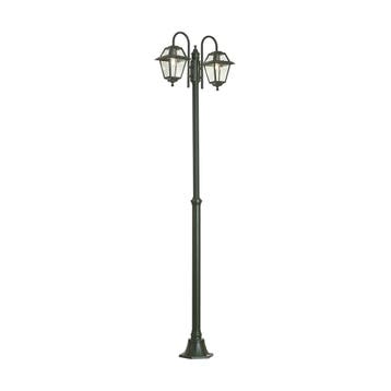 Klassieke buiten lantaarn donker groen 235cm 2-lichts IP44, Verzenden, Nieuw, Aluminium