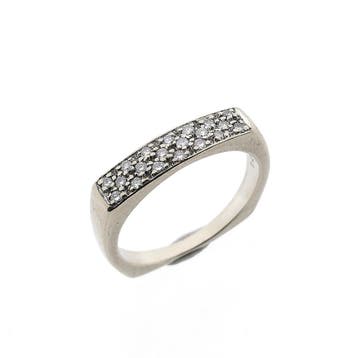 Witgouden ring met diamant; 0,23 ct.; 18 karaat; ringmaat..., Gebruikt, Ophalen of Verzenden, 17 tot 18, Met edelsteen