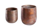 Set van 2 bloempotten BLOEMEN L 15/20cm gevlamd metaal koper, Ophalen of Verzenden, Nieuw