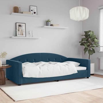 vidaXL Slaapbank 100x200 cm fluweel blauw, 100 cm, Eenpersoons, Nieuw, 200 cm