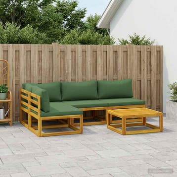 vidaXL Bankstel 5 st Naturel Massief Acaciahout, Tuin en Terras, Verzenden, Nieuw, 5 zitplaatsen