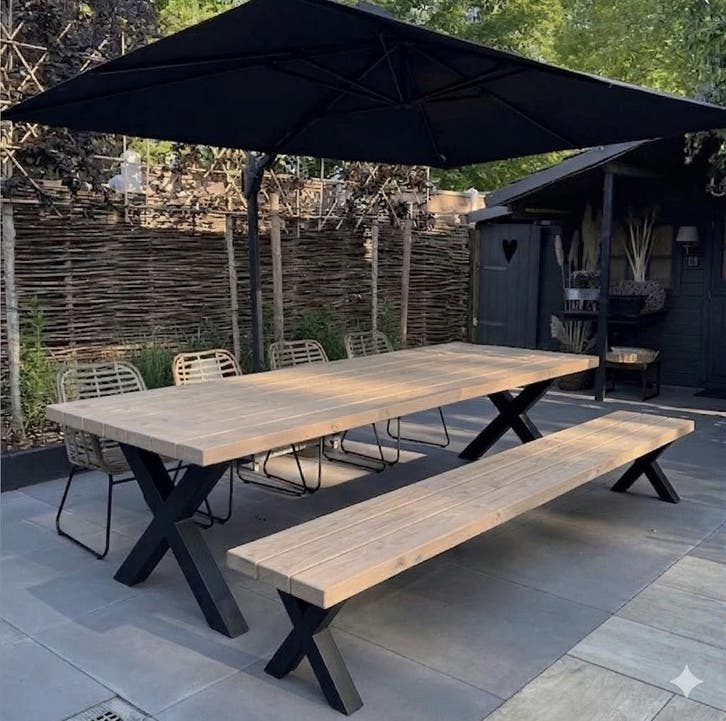 Houten Tuintafel |Boomstamtafel | Picknick Tafel | Douglas, Tuin en Terras, Tuintafels, Rechthoekig, Nieuw, Hout, Ophalen of Verzenden