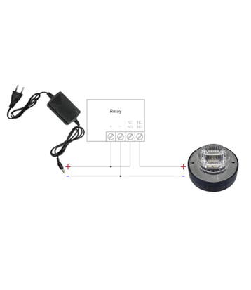 Blauwe LED Flitser bedraad Flitser + Relay + 12v Adapter, Verzenden, Nieuw
