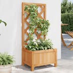 vidaXL Plantenbak met latwerk massief vurenhout bruin, Tuin en Terras, Verzenden, Nieuw, Hout