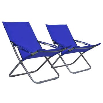 vidaXL Opklapbare stoelen, 2 stuks, stof, blauw, Verzenden, Nieuw
