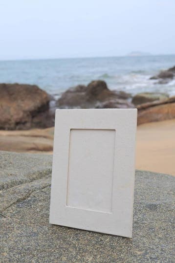 Verticale fotolijst van gerecycled katoen, Beige, Natuurlijk materiaal, Verzenden, Nieuw