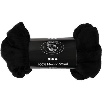 Merino Wol, dikte 21 my, zwart, 100 gr/ 1 doos, Nieuw