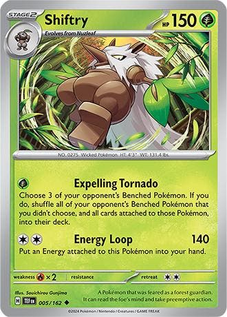 Shiftry 005/162 reverse holo Temporal forces, Ophalen of Verzenden, Nieuw, Losse kaart, Foil