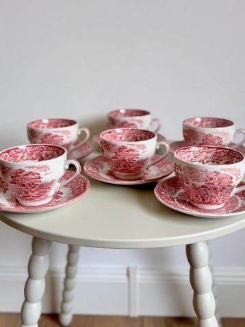 Wedgwood - Koffie- en theeservies (12) - Woodland -, Antiek en Kunst, Antiek | Meubels | Tafels