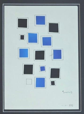Siep Van Den Berg (1913-1998) - collage in blauw