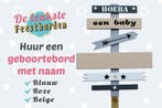 Geboortebord Pijlenbord beige huren voor jongen of meisje, Ophalen, Zo goed als nieuw, Geboortebord