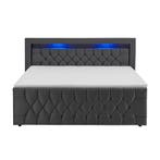 Boxspringbed Leona - 140x200 cm - Grijs incl. led verlichtin, Verzenden, Nieuw