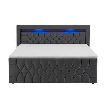 Boxspringbed Leona - 140x200 cm - Grijs incl. led verlichtin, Verzenden, Nieuw