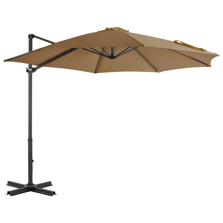 vidaXL Parasol met draagbare voet taupe, Tuin en Terras, Parasols, Nieuw, 3 tot 4 meter, Verzenden
