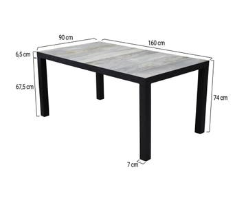 Fresno dining tuintafel 160x90xH74 cm antraciet, Ophalen of Verzenden, Nieuw