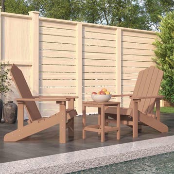 vidaXL Tuinstoelen Adirondack met tafel HDPE bruin, Verzenden, Nieuw