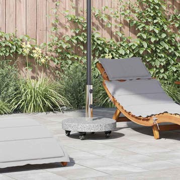 vidaXL Parasolvoet 29,8kg Grijs Graniet en RVS Rond, Tuin en Terras, Verzenden, Nieuw, Minder dan 1 meter, Parasolvoet