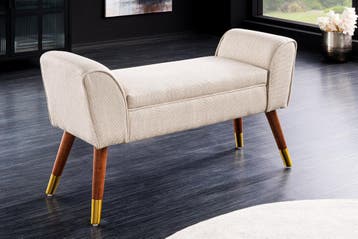 Retro Bank SCARLETT 90cm beige structuurstof met, Ophalen of Verzenden, Nieuw