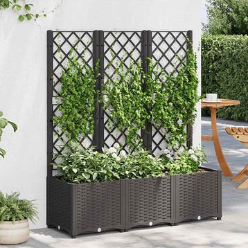 vidaXL Plantenbak met trellis zwart 120x40x136 cm PP, Kunststof, 100 cm of meer, Verzenden, Nieuw