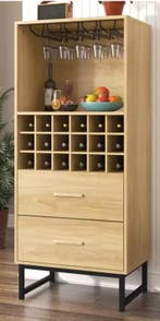 Wijnkast 18 Vakken met Glashouder en Lades – Metalen Poten, Verzenden, Nieuw