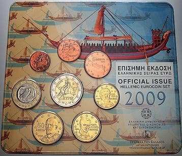 3,88 Euro,munten set 1 Cent-2 Euro 2009 Griechenland Repu..., Verzenden