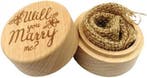 Houten ringendoosje met dekseltje en de tekst Will You Marry, Hobby en Vrije tijd, Verzenden, Nieuw, Versiering, Valentijn of Romantisch