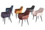 Design stoel MILANO bruin fluweel met Chesterfield quilting, Huis en Inrichting, Stoelen, Ophalen of Verzenden, Nieuw