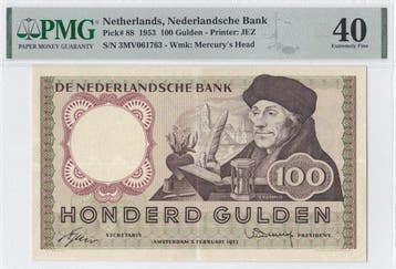 Nederland. - 100 Gulden - 1953 - Erasmus - Pick 88 (Zonder