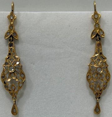 Oorbellen - 18 karaat Geel goud Saffier, Sieraden, Tassen en Uiterlijk, Oorbellen, Nieuw