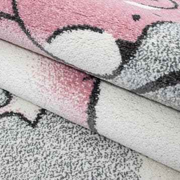 Rond Kindervloerkleed | Kids | Beer | Roze | 160x160 cm, Verzenden, Nieuw