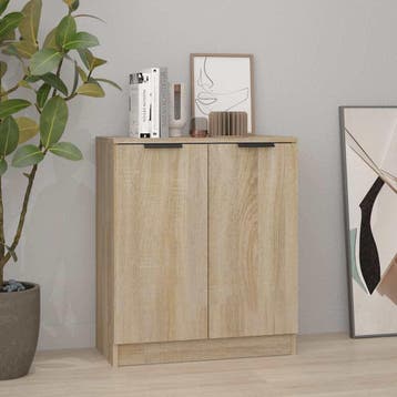 vidaXL Dressoir 60x30x70 cm bewerkt hout sonoma eikenkleurig, Verzenden, Nieuw, 50 tot 100 cm, 25 tot 50 cm