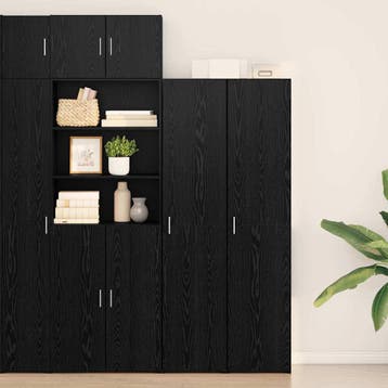 vidaXL buffetkast Zwart Eiken 40 x 42,5 x 185 cm, Huis en Inrichting, Minder dan 50 cm, Verzenden, Nieuw, Minder dan 100 cm