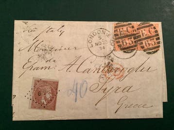 Groot-Brittannië 1871 - Mixed franking Engeland en, Gestempeld
