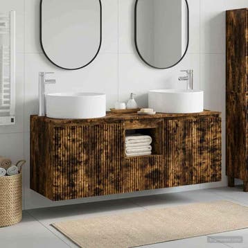 vidaXL Badkamerkastenset 3 st Gerookt eiken 49,5 x 44,5 x, Verzenden, Nieuw
