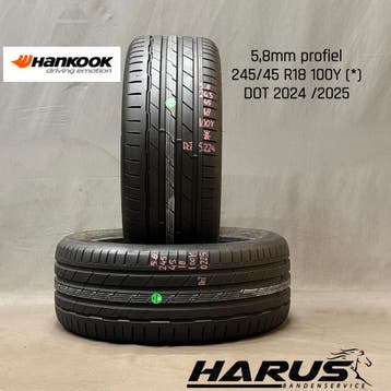 245/45/18 100Y * Hankook zomerbanden 5,8mm profiel 2X, Auto-onderdelen, 18 inch, Ophalen of Verzenden, Band(en), Personenwagen