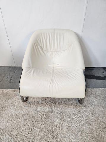 Minotti Cortina fauteuil wit leer – tweedehands – 73 cm, Huis en Inrichting, Fauteuils, Ophalen of Verzenden, Nieuw