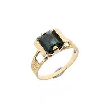 8 karaat ring met groene toermalijn, Gebruikt, Ophalen of Verzenden, 17 tot 18, Met edelsteen