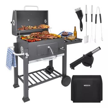 Kaminer Zwarte houtskool barbecue 116 x 70 x 110 cm met t..., Ophalen of Verzenden, Nieuw