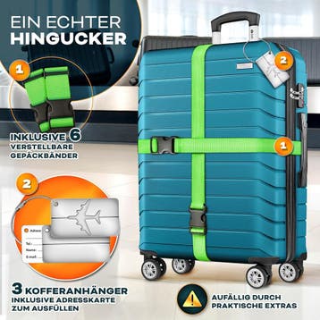 Kofferset - 3 delig - Trolley - Reiskoffer set - Turquoise -, Verzenden, Zo goed als nieuw