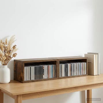vidaXL CD Opslag Rek 2 st Gerookt eiken 40 x 17 x 17 cm, Verzenden, Nieuw