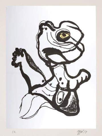 Karel Appel (1921-2006) - Woman with golden eye (from Happy