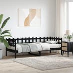 vidaXL Slaapbank 80x200 cm massief grenenhout zwart, Eenpersoons, Verzenden, Zwart, Nieuw
