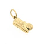 Gouden hanger van een voetbalschoen met bal, Sieraden, Tassen en Uiterlijk, Bedels, Ophalen of Verzenden, Gebruikt, Goud, Overige merken
