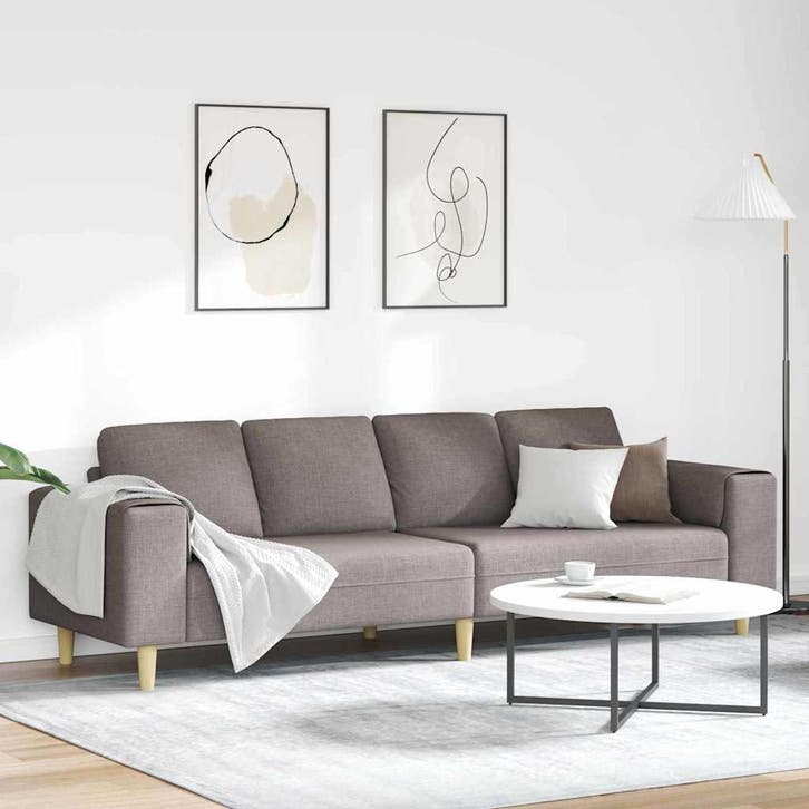 vidaXL Woonkamer Bank Taupe 250 x 77 x 76 cm Polyester, Huis en Inrichting, Banken | Bankstellen, Nieuw, Minder dan 150 cm, Kunststof