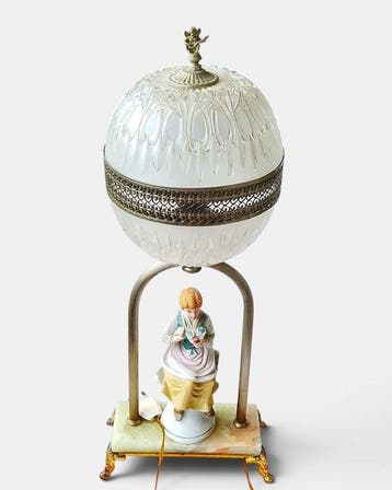 Tafellamp - Messing, Porselein, Capodimonte, Marmer, Glas