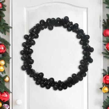 vidaXL Kerstbal Guirlande LEDs Zwart 186 cm Polystyreen, Verzenden, Nieuw