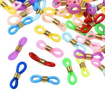 10 x brillenkoord eindje, mix kleur rubber, 20 x 7mm goud, Ophalen of Verzenden, Nieuw, Draad