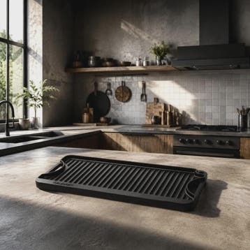 Omkeerbare Gietijzeren Grillplaat/Bakplaat 492x218mm - Draag, Verzenden, Nieuw