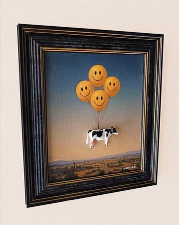 DKT Nando - Happy Cow - Framed 3D Art