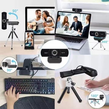 1080P 60fps Webcam met Dubbele Microfoon en Statief USB, Verzenden, Nieuw